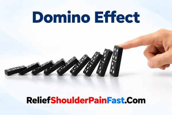 Falling dominoes illustrating a chain reaction