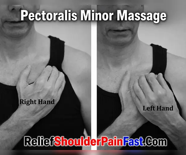 Pectoralis minor self-massage using either hand