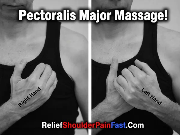 Pectoralis major self-massage using the hands