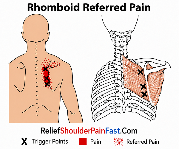 Rhomboids referred pain pattern
