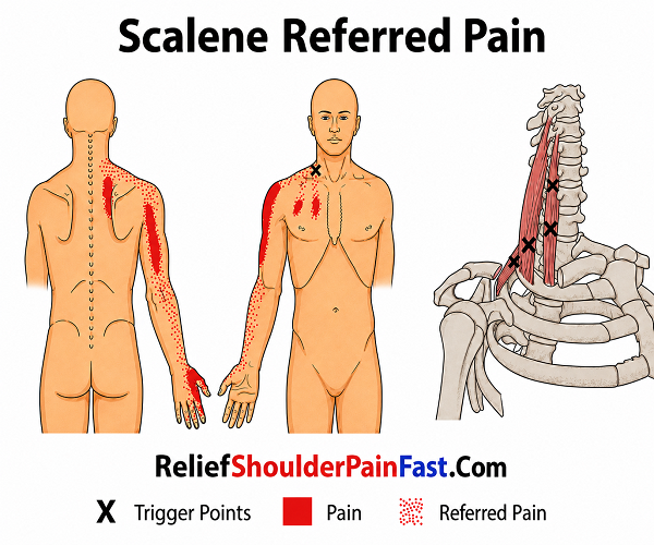 Scalene trigger points and referred pain pattern