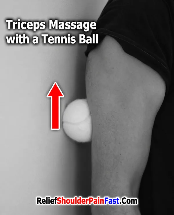 Triceps brachii self-massage using a massage ball